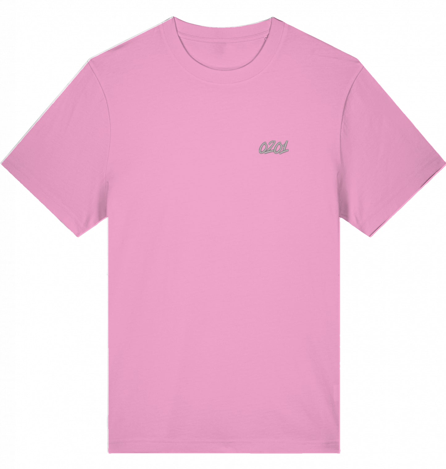 Besticktes T-Shirt mit 0201-Vorwahl in Pink
