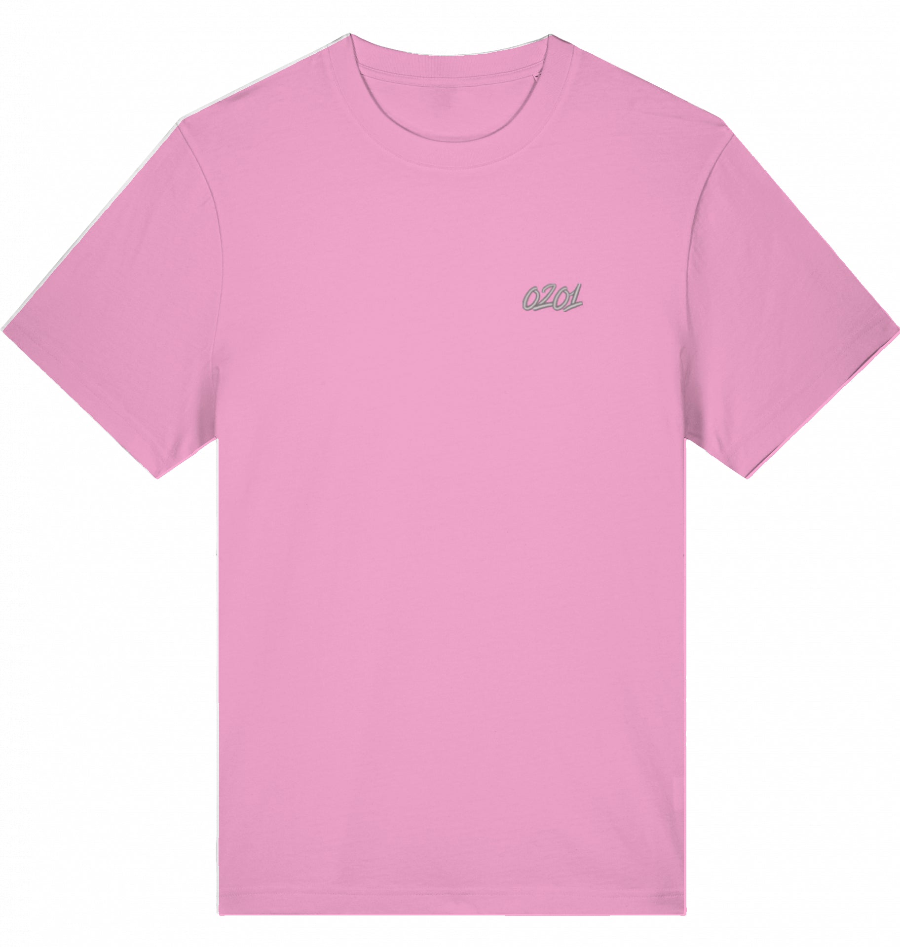 Besticktes T-Shirt mit 0201-Vorwahl in Pink
